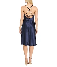 Morgan & Co. Charmeuse Cowl Neck Midi Dress