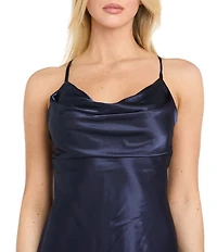 Morgan & Co. Charmeuse Cowl Neck Midi Dress