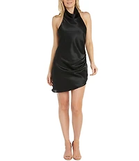 Morgan & Co. Halter Neck Sleeveless Satin Dress