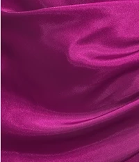Morgan & Co. One Shoulder Charmeuse With Rosette & Ruffle Detail Dress