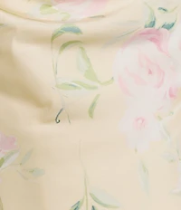 Morgan & Co. Satin Floral Printed Cowl Neck Tie Back Long Dress