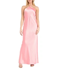 Morgan & Co. Satin Halter Neck Long Dress