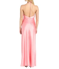 Morgan & Co. Satin Halter Neck Long Dress