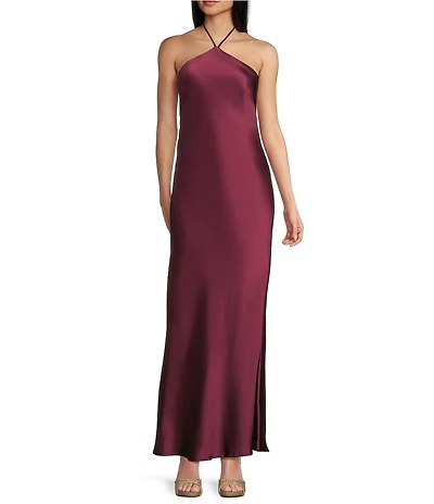 Morgan & Co. Satin Halter Neck Long Dress