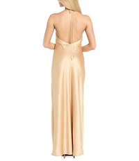 Morgan & Co. Satin Halter Neck Long Dress