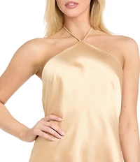 Morgan & Co. Satin Halter Neck Long Dress