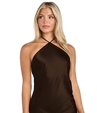 Morgan & Co. Satin Halter Neck Long Dress