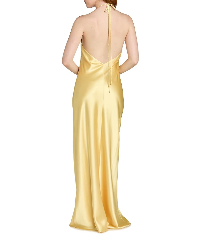 Morgan & Co. Satin Halter Neck Long Dress
