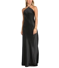 Morgan & Co. Satin Halter Neck Long Dress