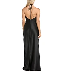 Morgan & Co. Satin Halter Neck Long Dress