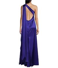 Morgan & Co. Satin One Shoulder Hardware Detail Dress