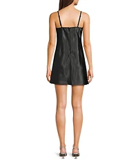 Morgan & Co. Satin Rhinestone Trim V-Neck Dress