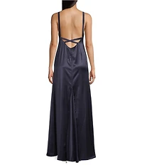 Morgan & Co. Satin V-Neck Bar Back Dress