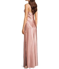 Morgan & Co. Sleeveless Spaghetti Strap Satin Rhinestone Trim Dress