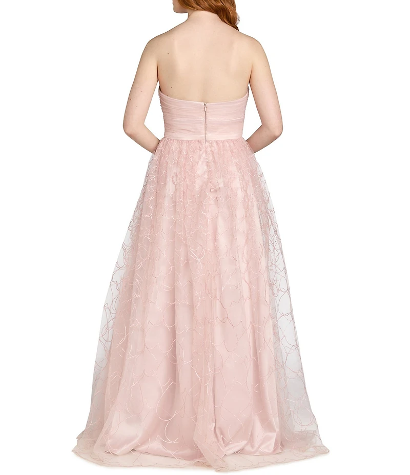 Morgan & Co. Strapless Tulle Heart Rhinestone Keyhole Ballgown
