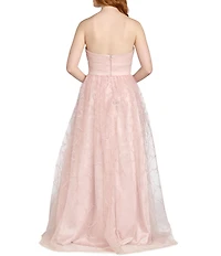 Morgan & Co. Strapless Tulle Heart Rhinestone Keyhole Ballgown