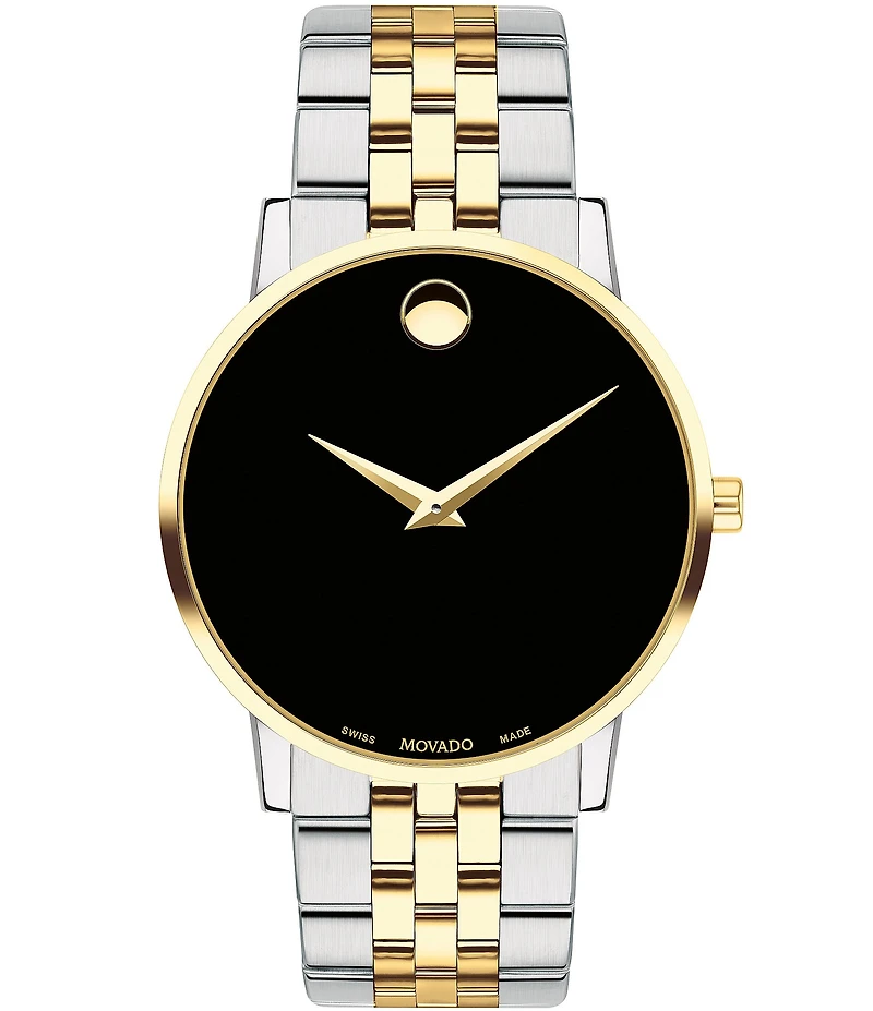 Men's Museum Classic Black Dial Link Two Tone Bracelet Watch