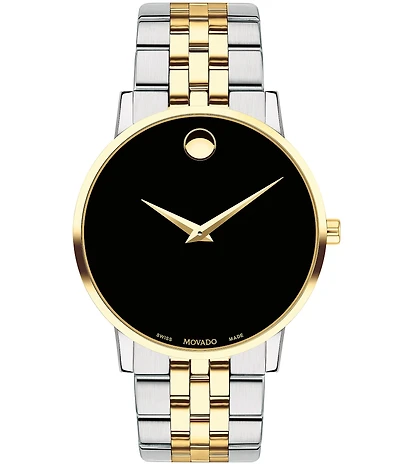 Men's Museum Classic Black Dial Link Two Tone Bracelet Watch