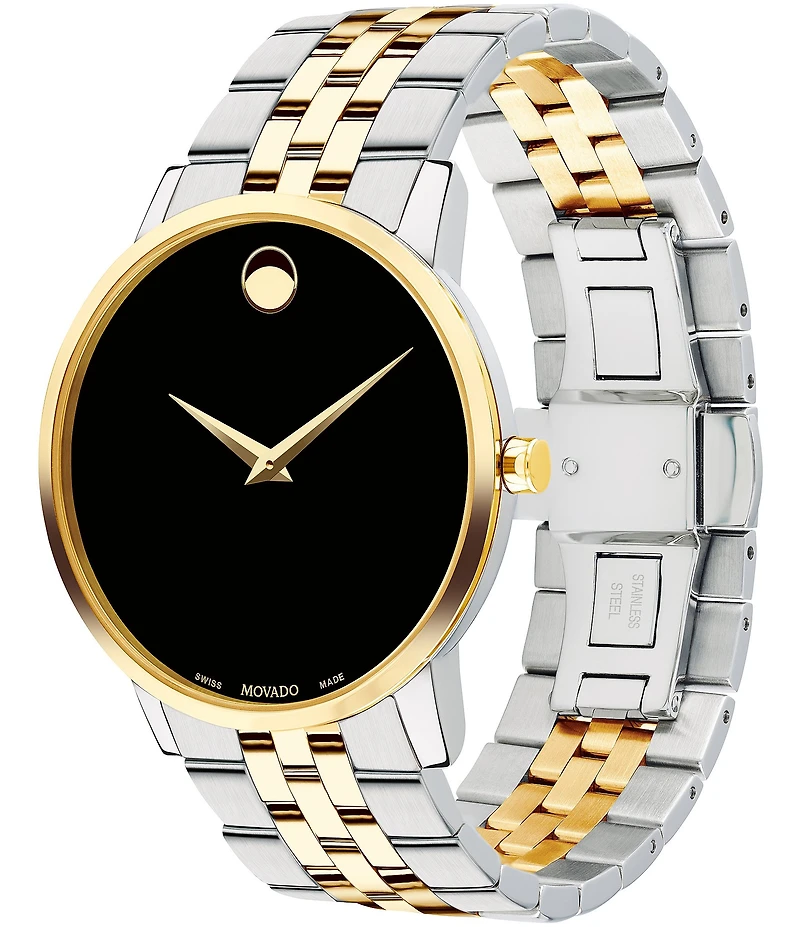 Men's Museum Classic Black Dial Link Two Tone Bracelet Watch