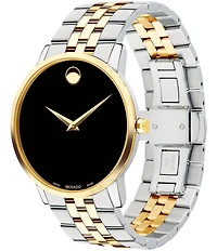 Men's Museum Classic Black Dial Link Two Tone Bracelet Watch