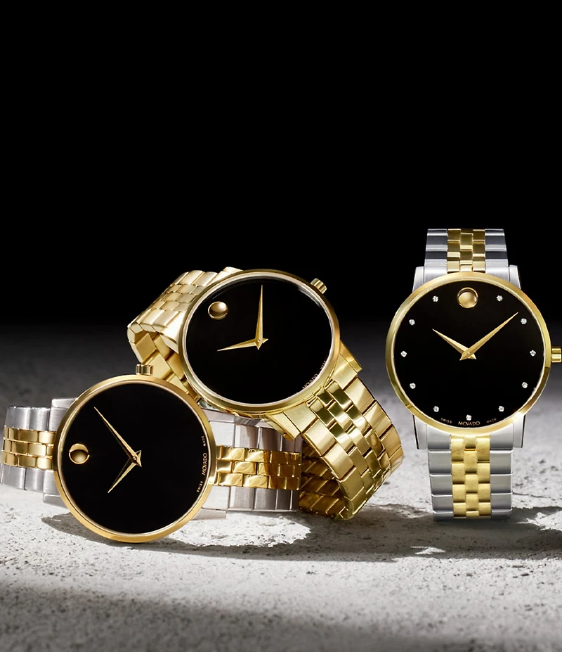 Men's Museum Classic Black Dial Link Two Tone Bracelet Watch