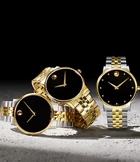 Men's Museum Classic Black Dial Link Two Tone Bracelet Watch