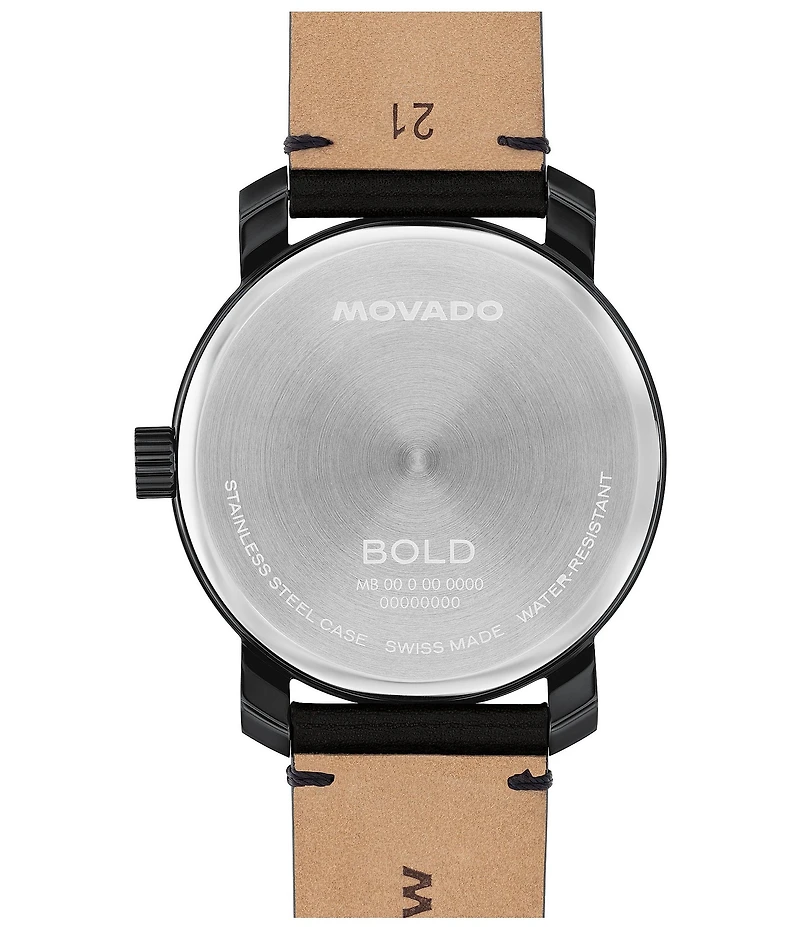 Movado Bold Men's Access Quartz Analog Black Leather Strap Watch