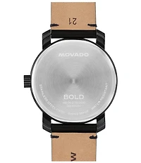 Movado Bold Men's Access Quartz Analog Black Leather Strap Watch