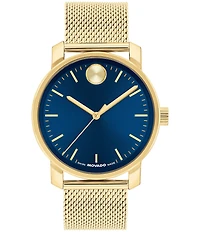 Movado Bold Men's Access Quartz Analog Ionic Plated Gold Mesh Bracelet Watch