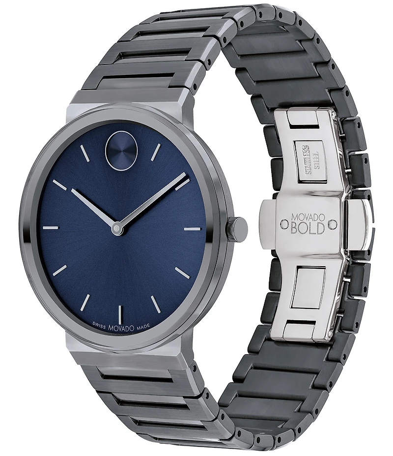 Movado Bold Men's Quartz Analog Grey Stainless Steel Bracelet Watch