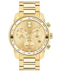 Movado Bold Men's Quartz Chronograph Ionic Plated Gold Stainless Steel Bracelet Watch