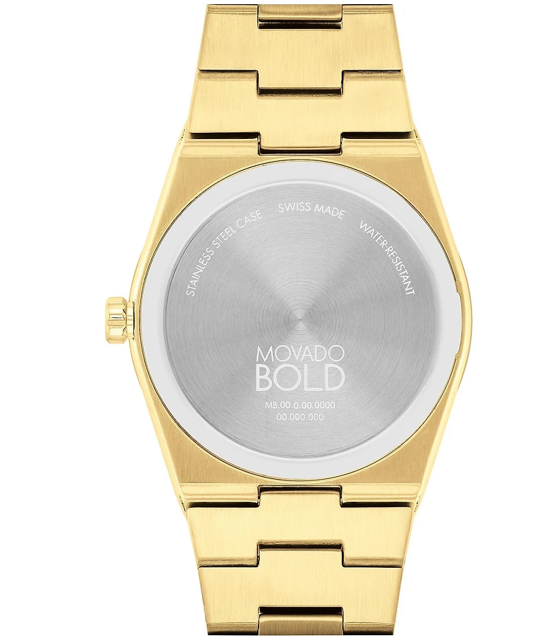 Movado Bold Men's Quest Quartz Mechanical Automatic Gold Tone Stainless Steel Bracelet Watch