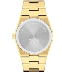 Movado Bold Men's Quest Quartz Mechanical Automatic Gold Tone Stainless Steel Bracelet Watch