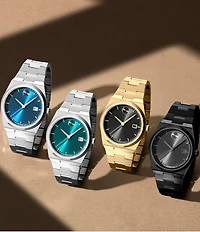 Movado Bold Men's Quest Quartz Mechanical Automatic Gold Tone Stainless Steel Bracelet Watch