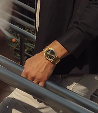 Movado Bold Men's Quest Quartz Mechanical Automatic Gold Tone Stainless Steel Bracelet Watch