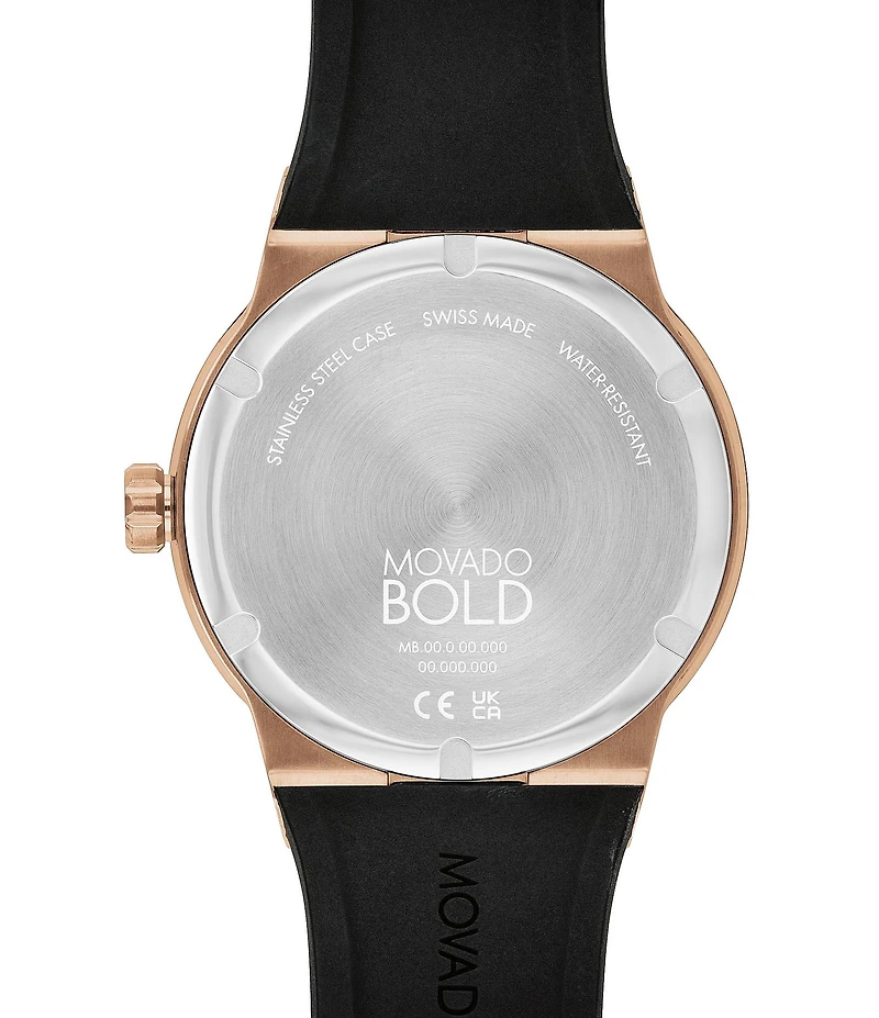 Movado BOLD Men's Swiss Quartz Mechanical Automatic Black Silicone Strap Watch