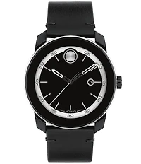 Movado Bold Men's TR90 Quartz Mechanical Automatic Black Leather Strap Watch