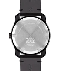 Movado Bold Men's TR90 Quartz Mechanical Automatic Black Leather Strap Watch