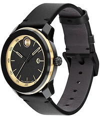 Movado Bold Men's TR90 Quartz Mechanical Automatic Black Leather Strap Watch