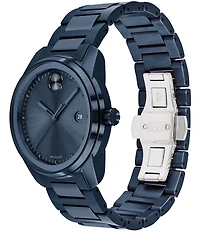 Movado Bold Men's Verso Quartz Analog Blue Ionic Plated Stainless Steel Bracelet Watch