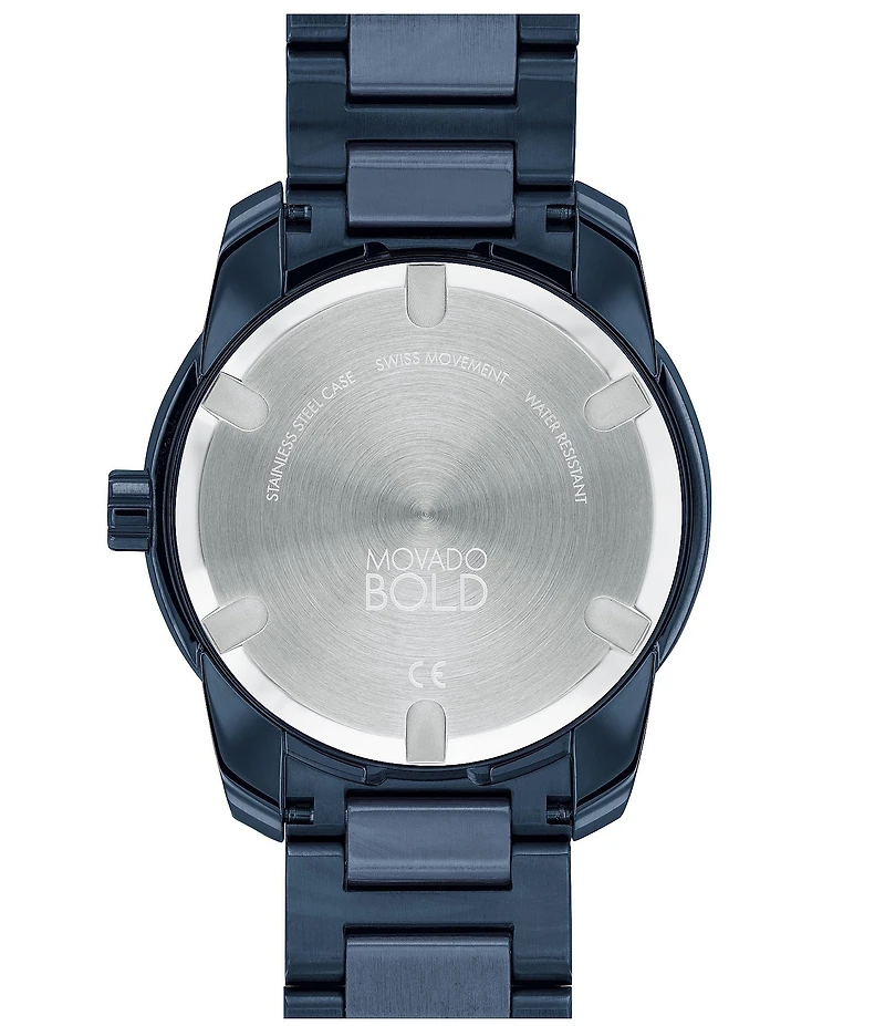 Movado Bold Men's Verso Quartz Analog Blue Ionic Plated Stainless Steel Bracelet Watch