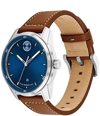 Movado Bold Men's Verso Quartz Analog Cognac Leather Strap Watch
