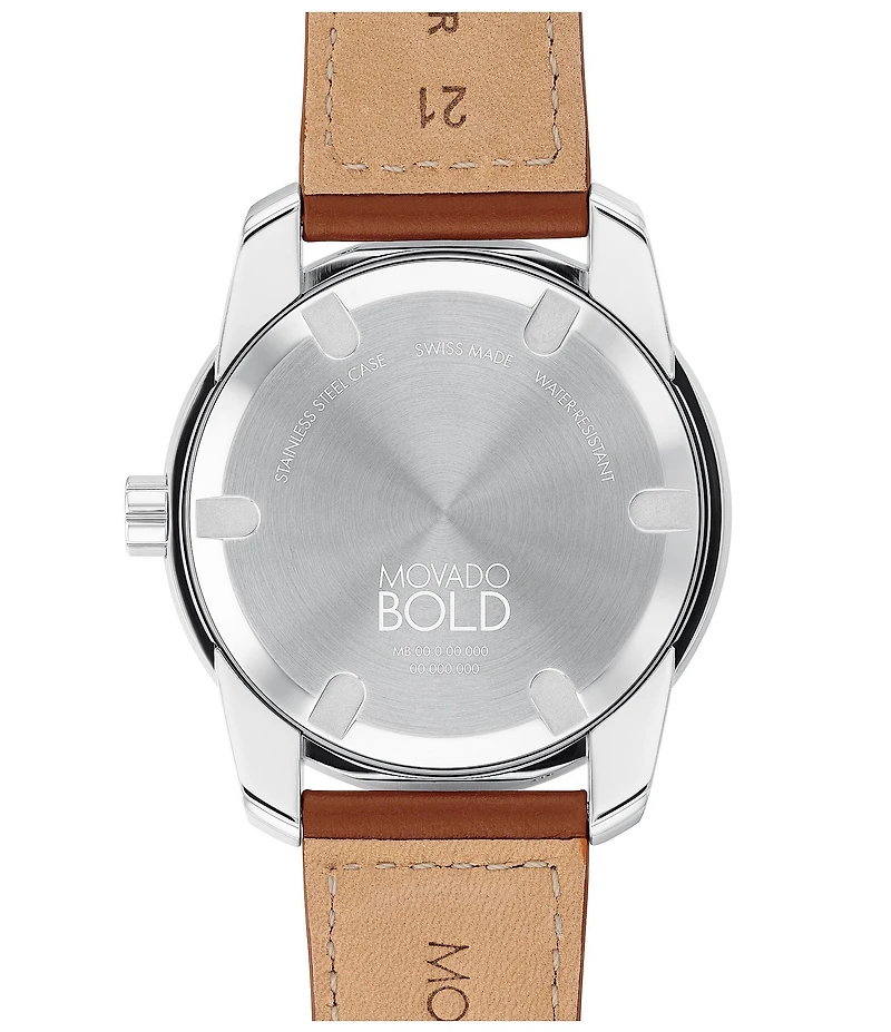 Movado Bold Men's Verso Quartz Analog Cognac Leather Strap Watch