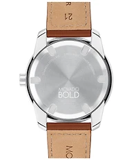Movado Bold Men's Verso Quartz Analog Cognac Leather Strap Watch