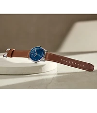 Movado Bold Men's Verso Quartz Analog Cognac Leather Strap Watch