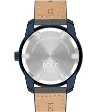 Movado Bold Men's Verso Quartz Analog Grey Leather Strap Watch