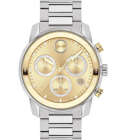 Movado Bold Men's Verso Quartz Chronograph Two Tone Stainless Steel Bracelet Watch
