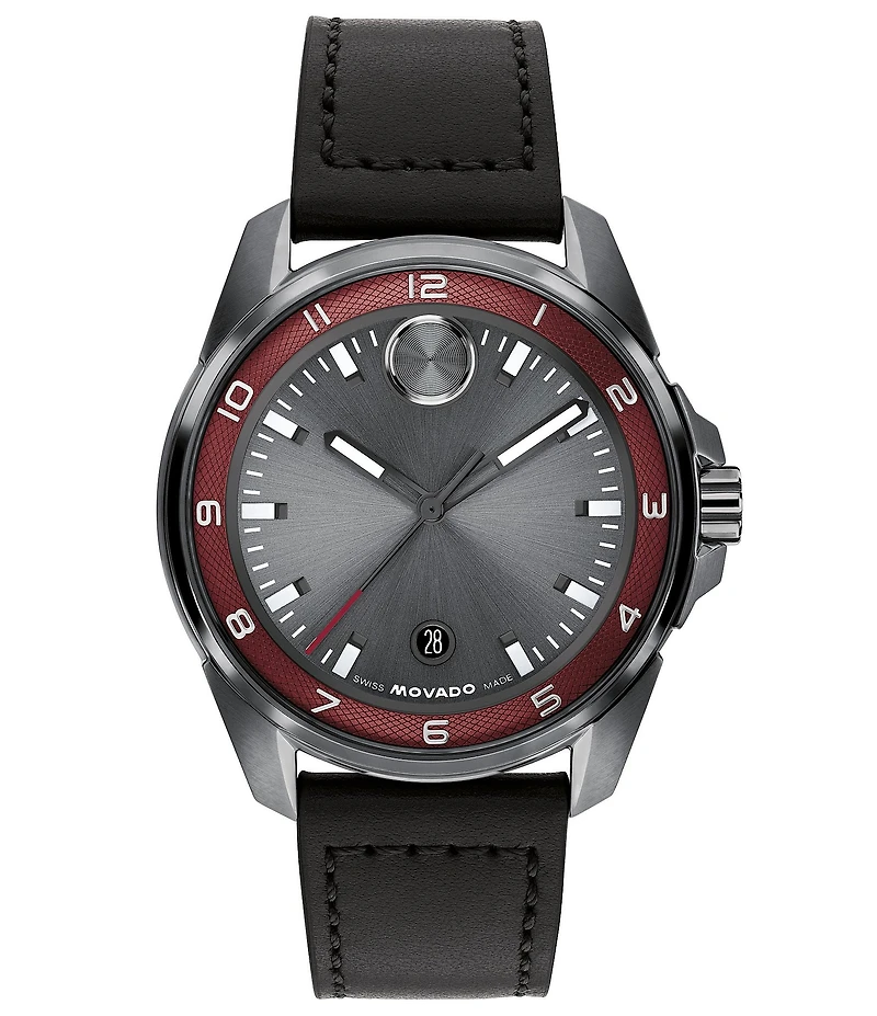 Movado Bold Men's Verso S Edition Quartz Analog Leather Strap Watch