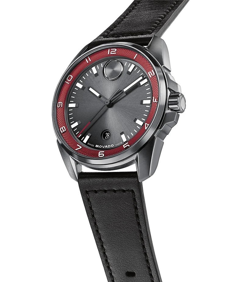 Movado Bold Men's Verso S Edition Quartz Analog Leather Strap Watch