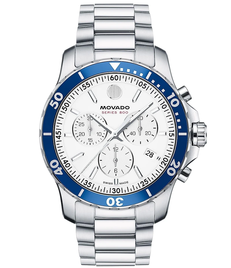 Movado Series 800 Silver-Tone Quartz Chronograph Movement Watch